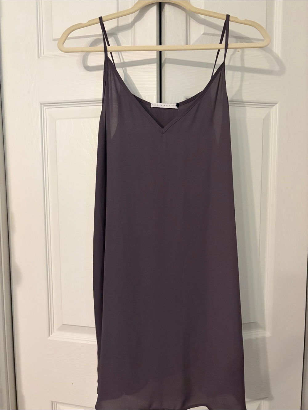 Three Eighty Two Classic V-Neck Slip Dress in Charcoal Gray Size Medium EUC